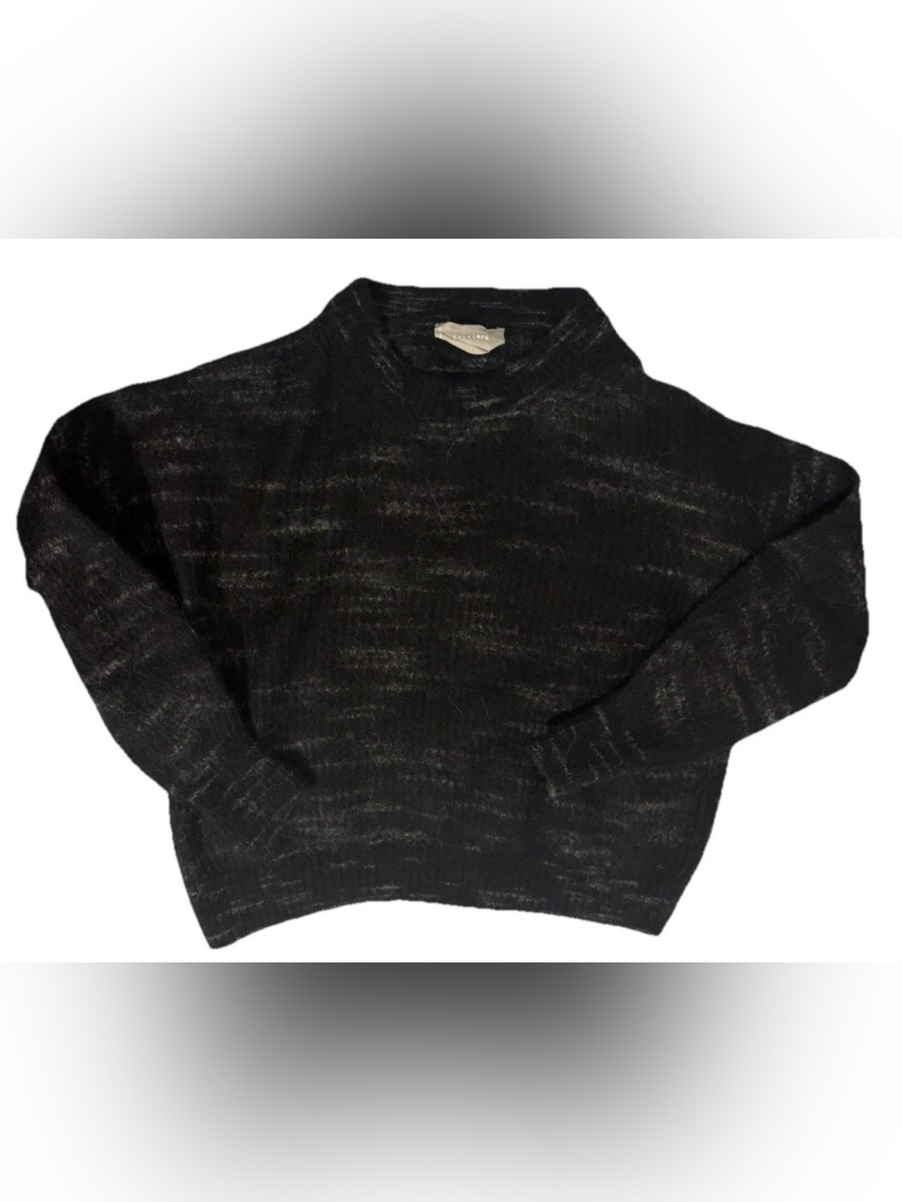 EVERLANE Boxy Alpaca Cardigan M Dark Charcoal Relaxed Crop